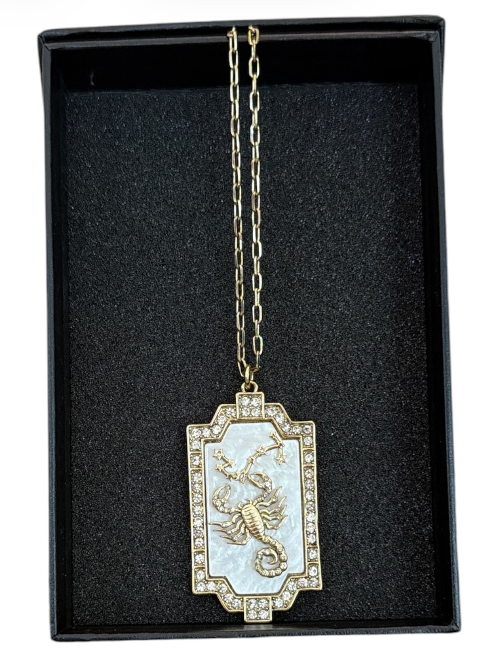 Heidi Daus Gold-Tone Scorpion Pendant Necklace with White Inlay